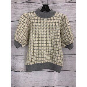 NWT THML Harper Houndstooth Puff Sleeve Sweater Size S